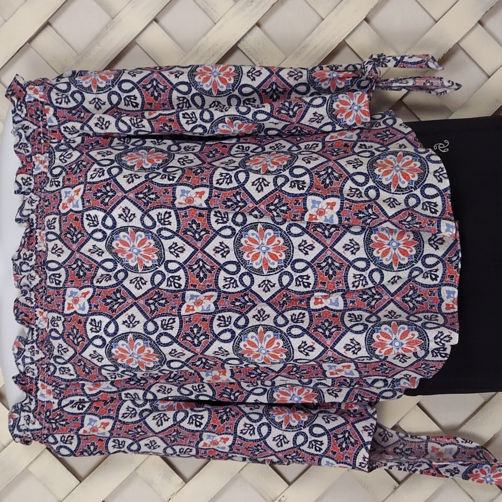 Michael Kors Peasant Style Blouse with Lovely Tie Accent on Sleeves